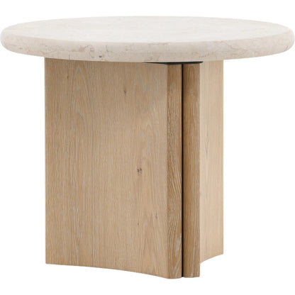 Giles Side Table by Arch & Plane in natural wash, cream marble. Made from oak wood, oak veneer, marble in a transitional style.