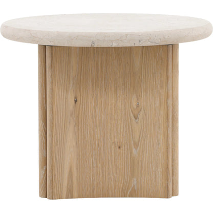 Giles Side Table by Arch & Plane in natural wash, cream marble. Made from oak wood, oak veneer, marble in a transitional style.