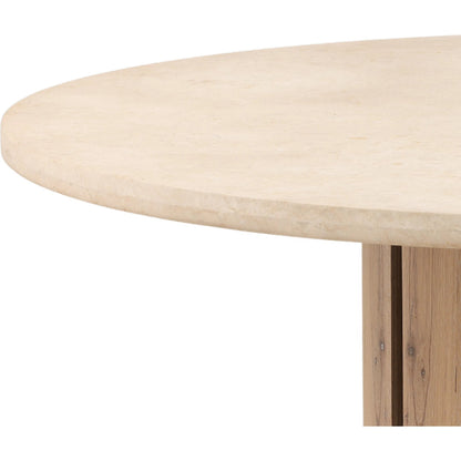 Adela Dining Table by Arch & Plane in natural wash, cream. Made from oak wood, oak veneer, marble in a transitional style.