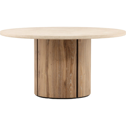 Adela Dining Table by Arch & Plane in natural wash, cream. Made from oak wood, oak veneer, marble in a transitional style.
