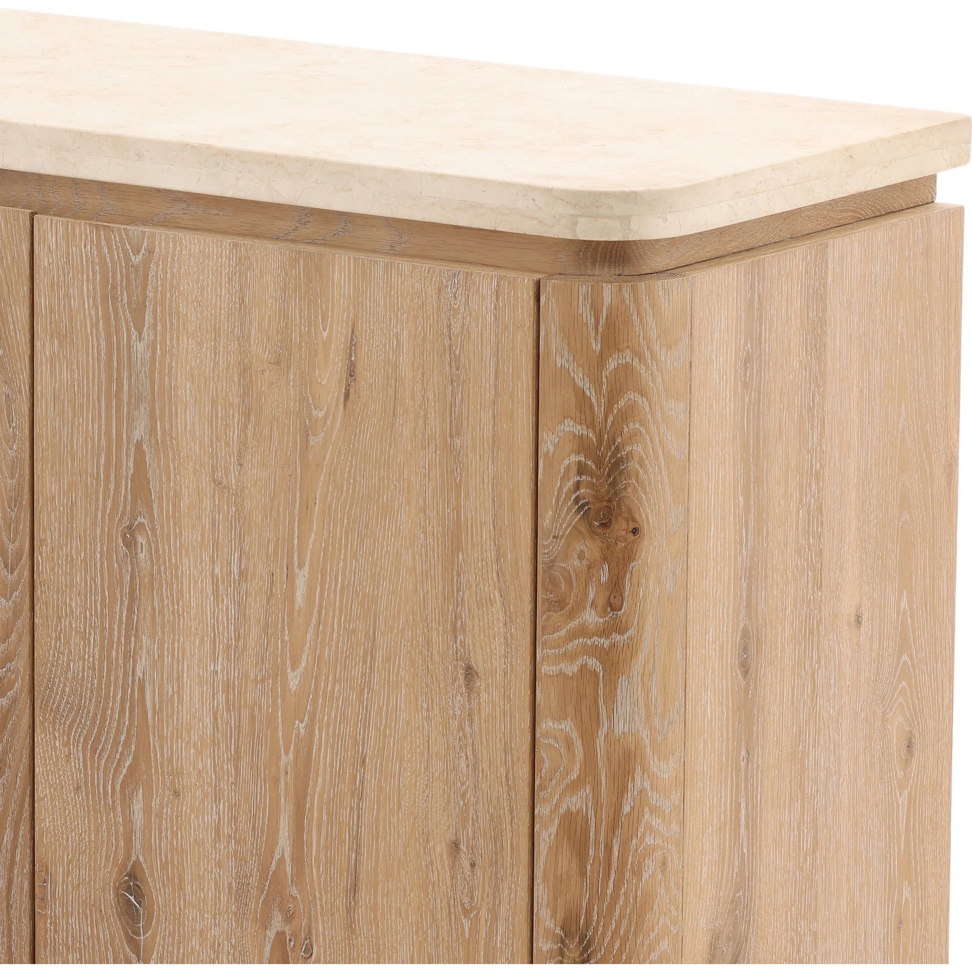Valencia Sideboard by Arch & Plane in natural wash, cream. Made from oak wood, oak veneer, marble in a transitional style.