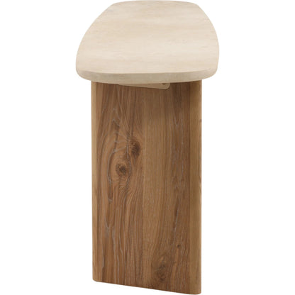 Arne Console Table by Arch & Plane in natural wash, cream. Made from oak wood, oak veneer, marble in a unique style.