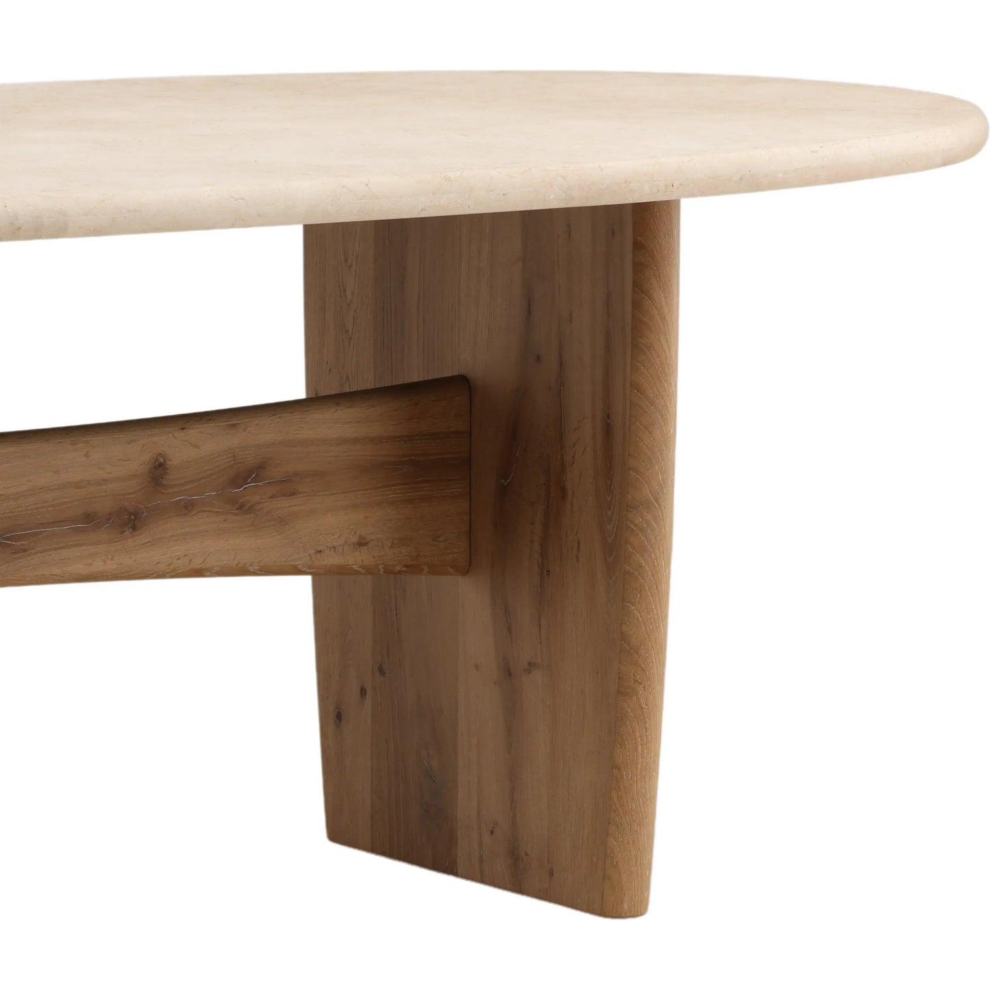 005 SI-2533055 | Closeup | Evalyn Dining Table by Arch & Plane in natural, cream. Made from oak wood, oak veneer, marble in a unique style.