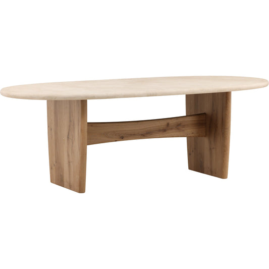 Evalyn Dining Table by Arch & Plane in natural, cream. Made from oak wood, oak veneer, marble in a unique style.