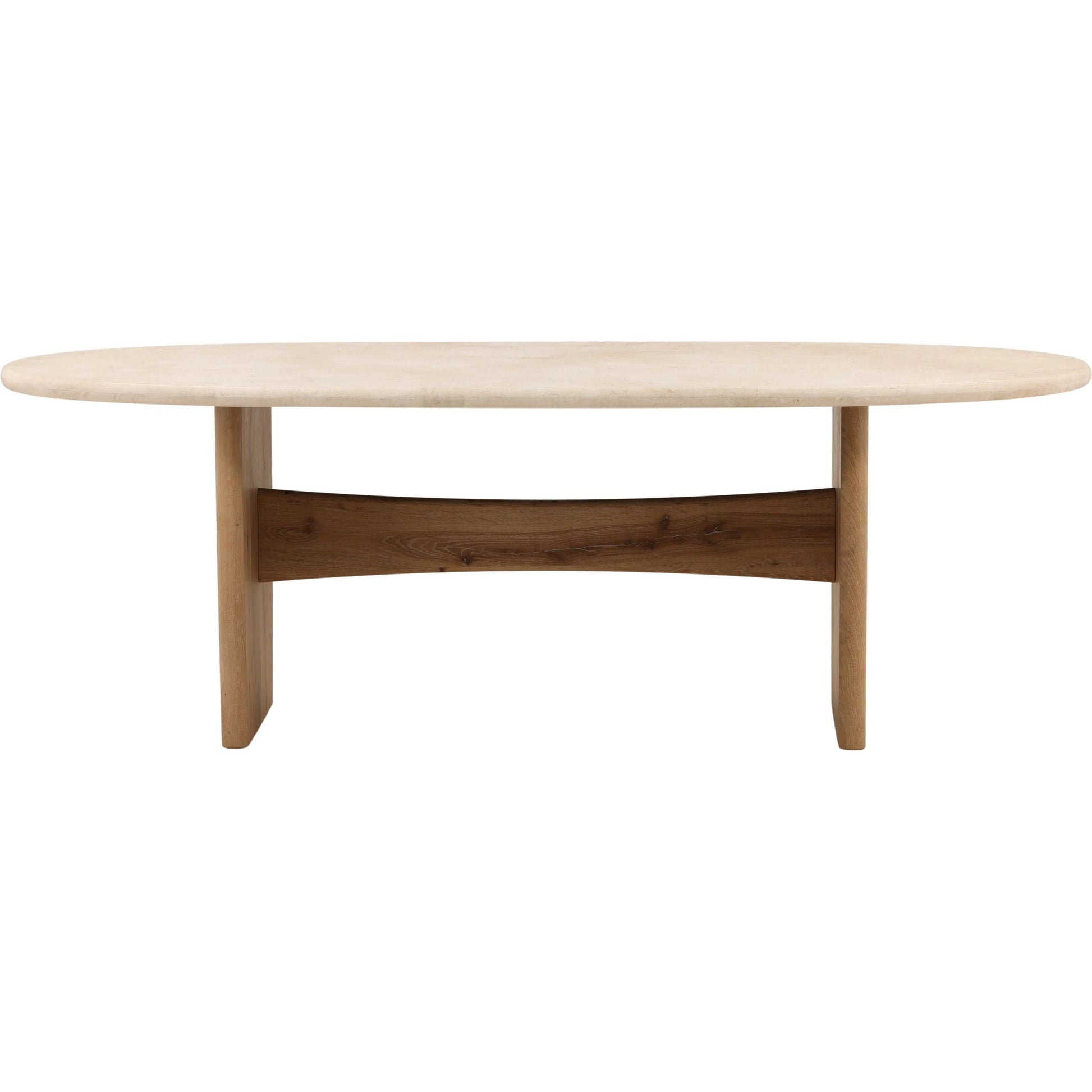 Evalyn Dining Table by Arch & Plane in natural, cream. Made from oak wood, oak veneer, marble in a unique style.