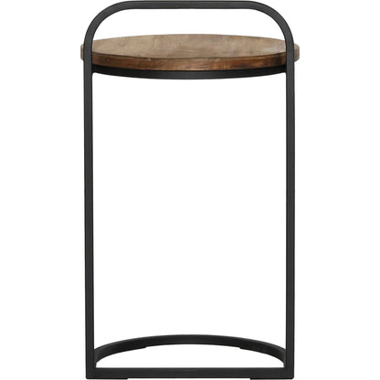 Leigh Laptop End Table by Arch & Plane in natural, black. Made from teak wood, metal in a modern style.