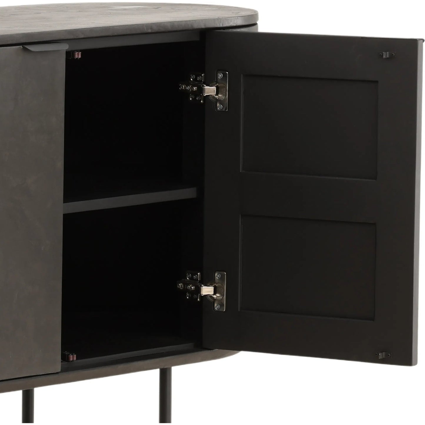 006 SI-2440780 | Closeup | Debbie Sideboard by Arch & Plane in black. Made from micro cement, pine wood, metal in a modern style.