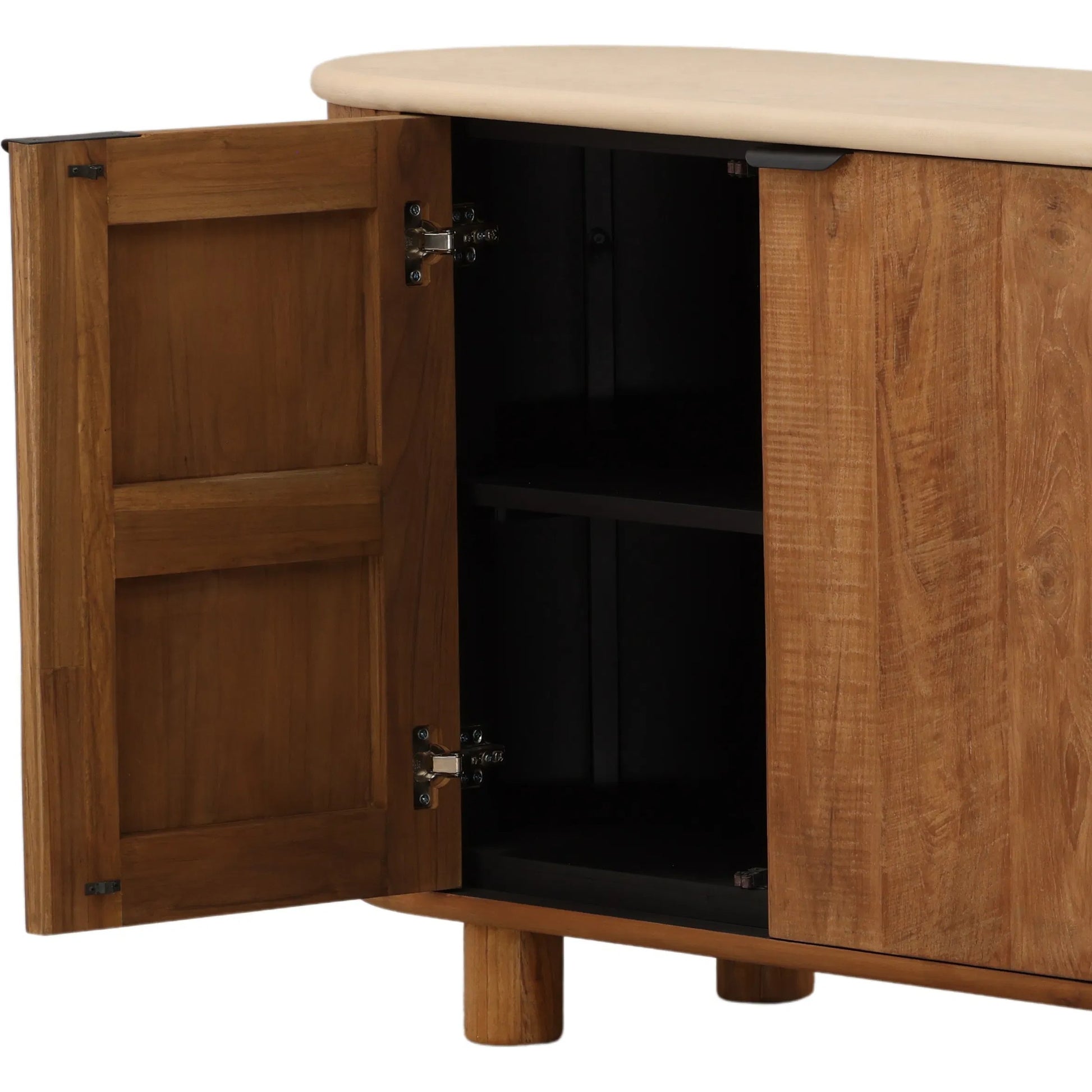 Stormy Sideboard by Arch & Plane in sand, brown. Made from micro cement, teak wood in a unique style.