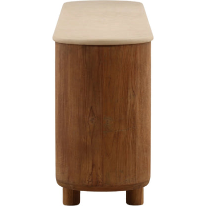 Stormy Sideboard by Arch & Plane in sand, brown. Made from micro cement, teak wood in a unique style.