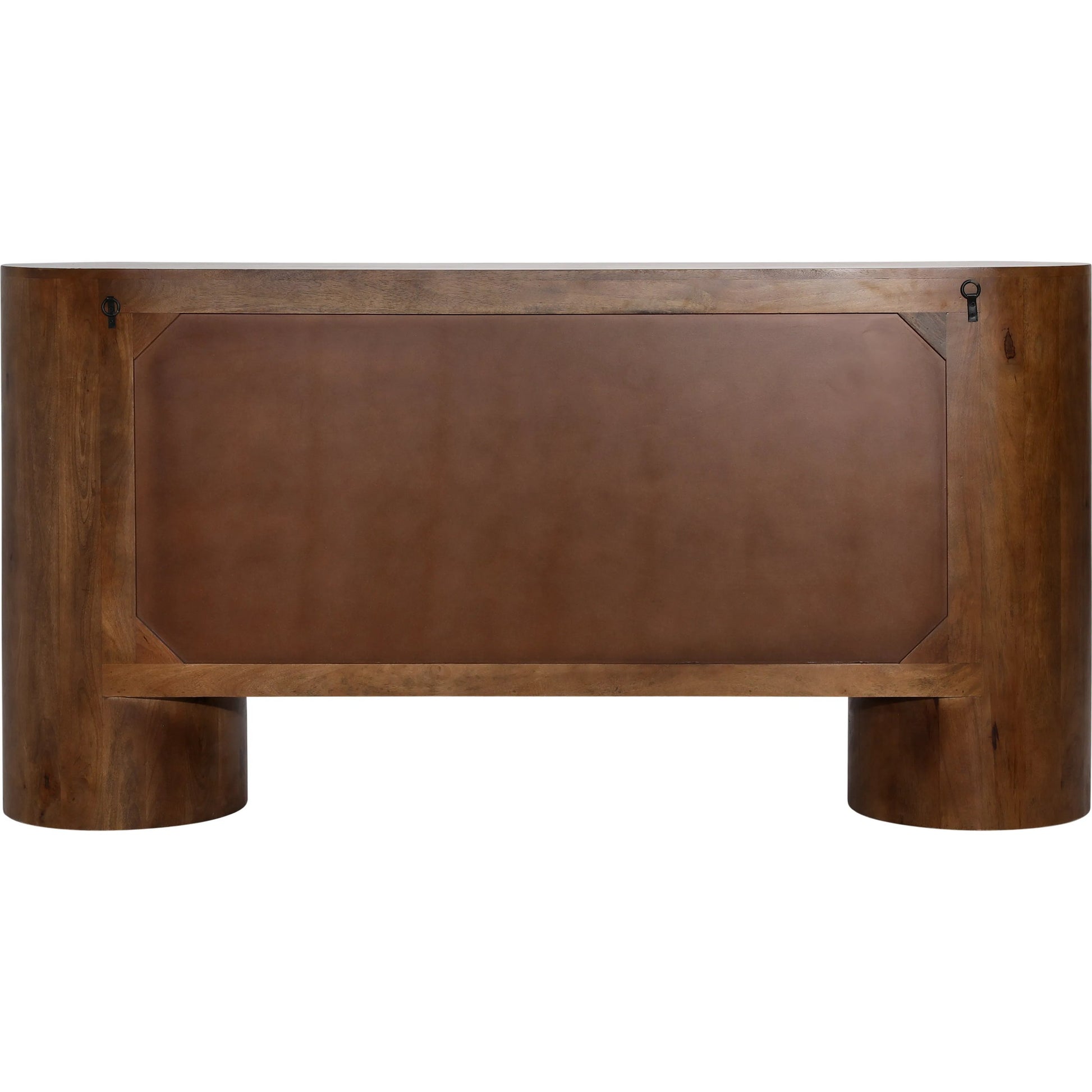 Lawson Sideboard by Arch & Plane in medium brown, black handles. Made from mango wood, metal in a traditional style.