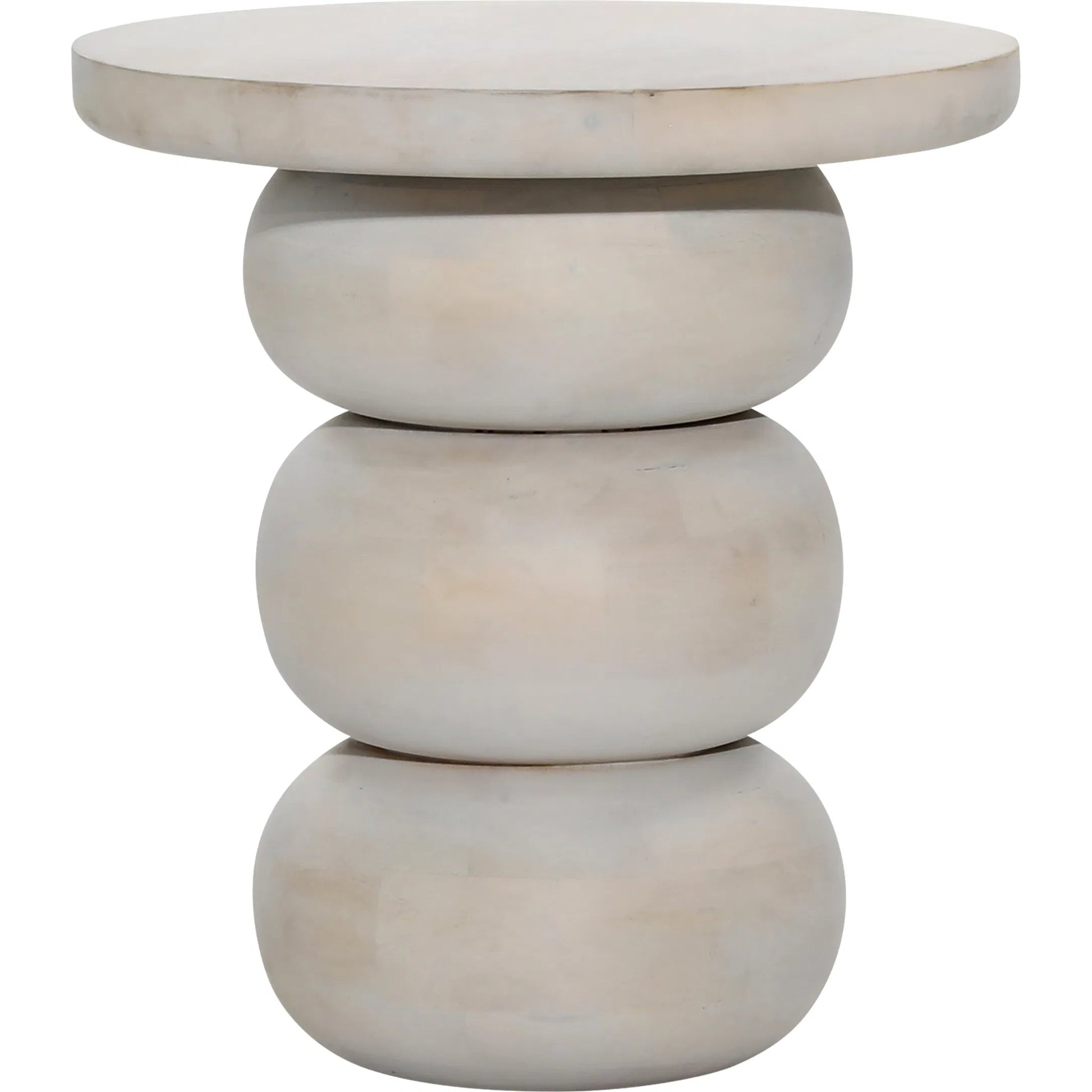 Demetra End Table by Arch & Plane in whitewash. Made from mango wood in a transitional style.