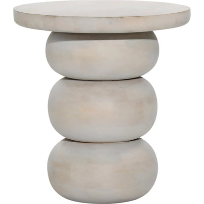 Demetra End Table by Arch & Plane in whitewash. Made from mango wood in a transitional style.