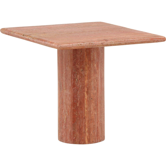 Selena Side Table by Arch & Plane in natural red. Made from travertine stone in a unique style.