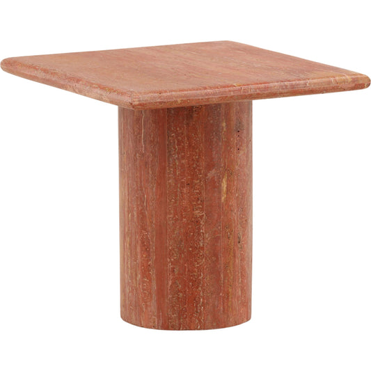Selena Side Table by Arch & Plane in natural red. Made from travertine stone in a unique style.