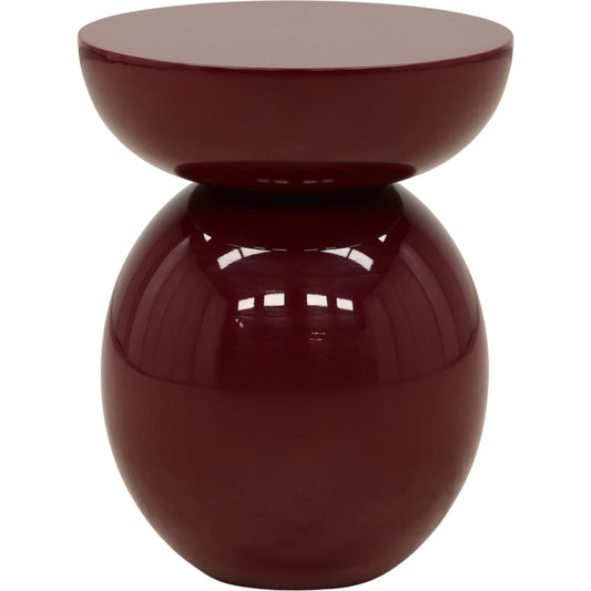 Dax Side Table by Arch & Plane in burgundy. Made from high gloss wood in a unique style.