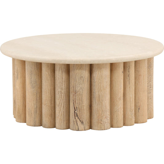 Thandi Coffee Table by Arch & Plane in light natural. Made from mango wood, botochino stone in a unique style.