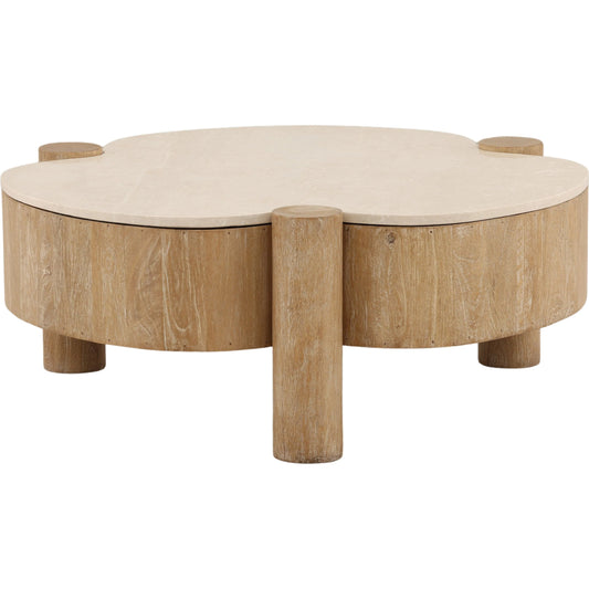 Amahle Coffee Table by Arch & Plane in natural. Made from mango wood, botochino stone in a unique style.