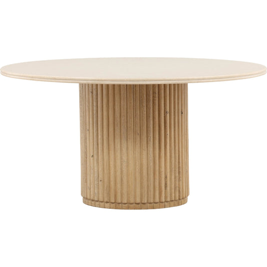 Priam Dining Table by Arch & Plane in light natural. Made from mango wood, botochino stone in a unique style.