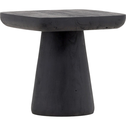 Darin Side Table by Arch & Plane in black. Made from acacia wood in a unique style.