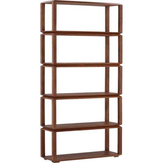 Fresno Bookcase by Arch & Plane in medium brown. Made from acacia wood in a unique style.