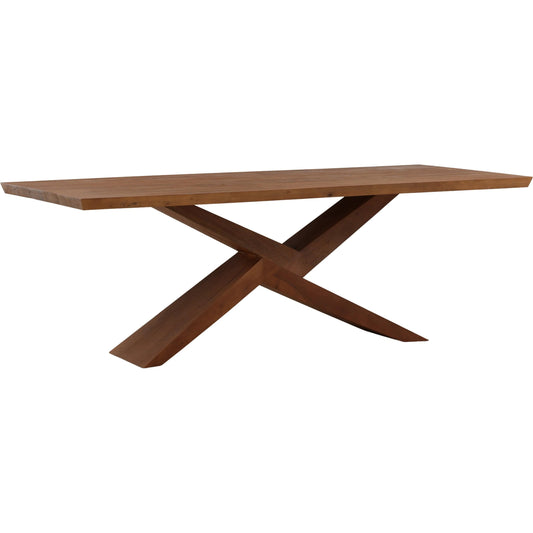 Zachary Dining Table by Arch & Plane in brown. Made from acacia wood in a unique style.