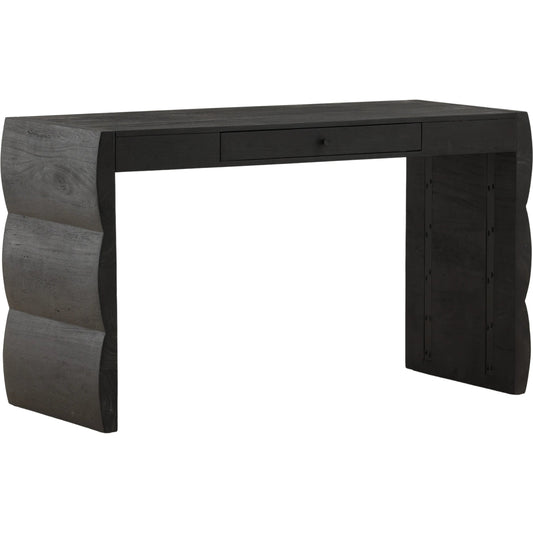Natassia Desk by Arch & Plane in black. Made from acacia wood in a unique style.