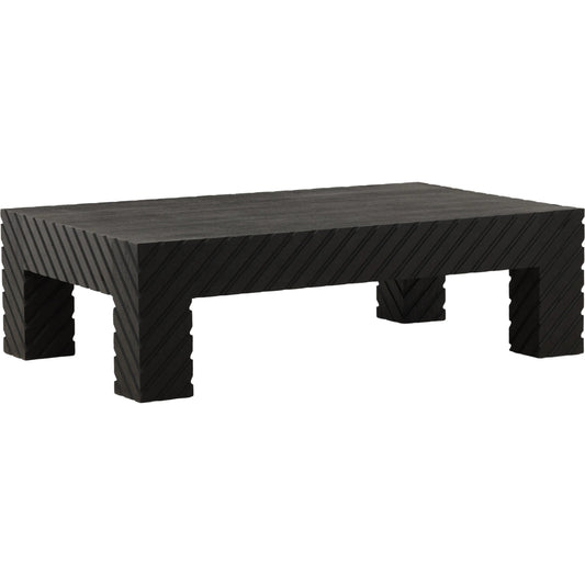 Ashwin Coffee Table by Arch & Plane in black. Made from acacia wood in a unique style.