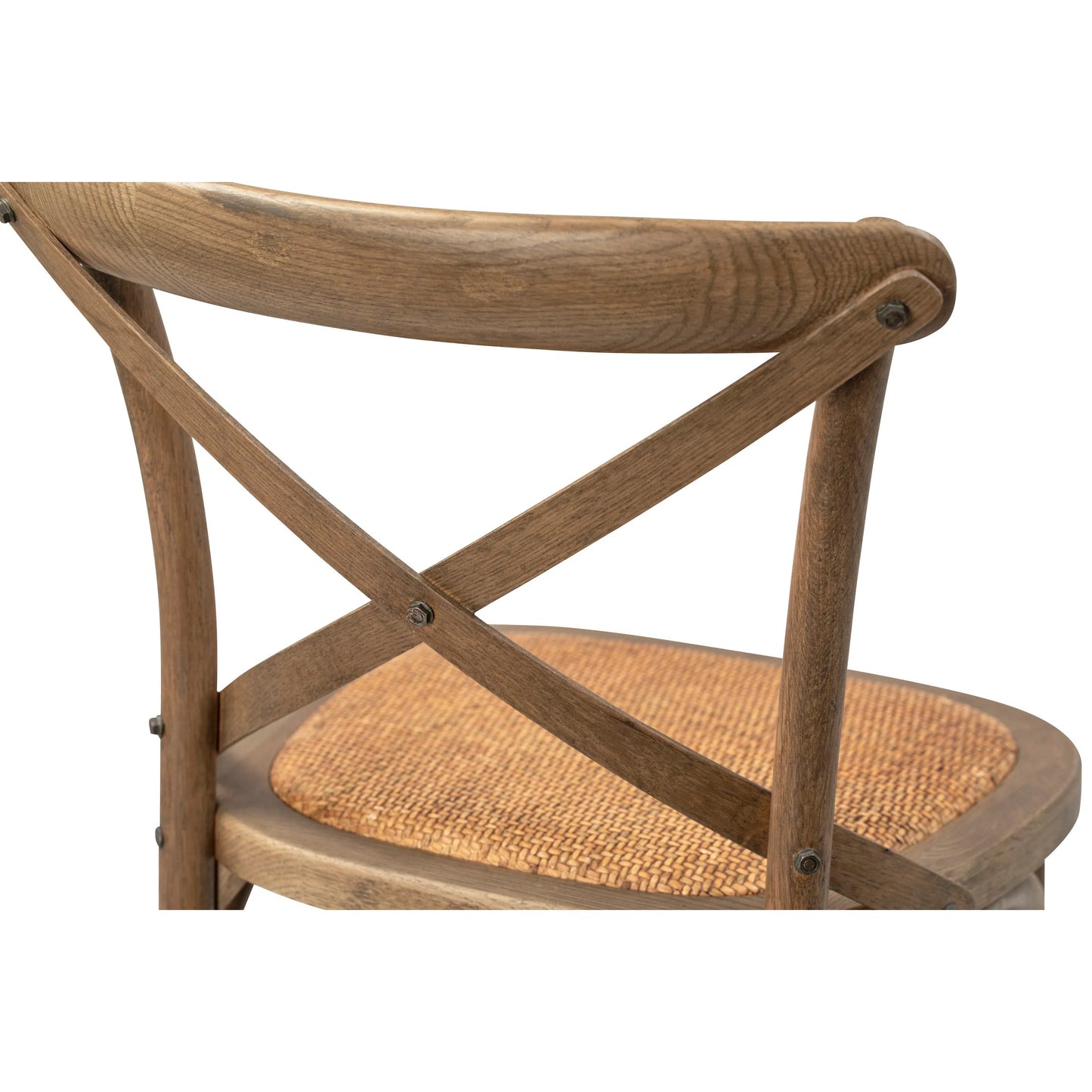 005 SI-2350985 | Closeup | Gaston Counter Stool by Arch & Plane in natural. Made from oak wood frame, rattan seat in a traditional style.