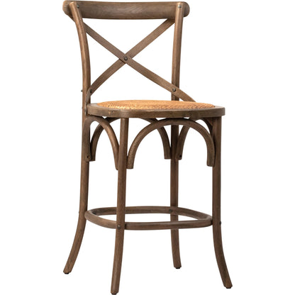 Gaston Counter Stool by Arch & Plane in natural. Made from oak wood frame, rattan seat in a traditional style.