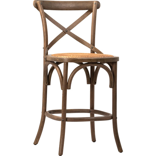 Gaston Counter Stool by Arch & Plane in natural. Made from oak wood frame, rattan seat in a unique style.