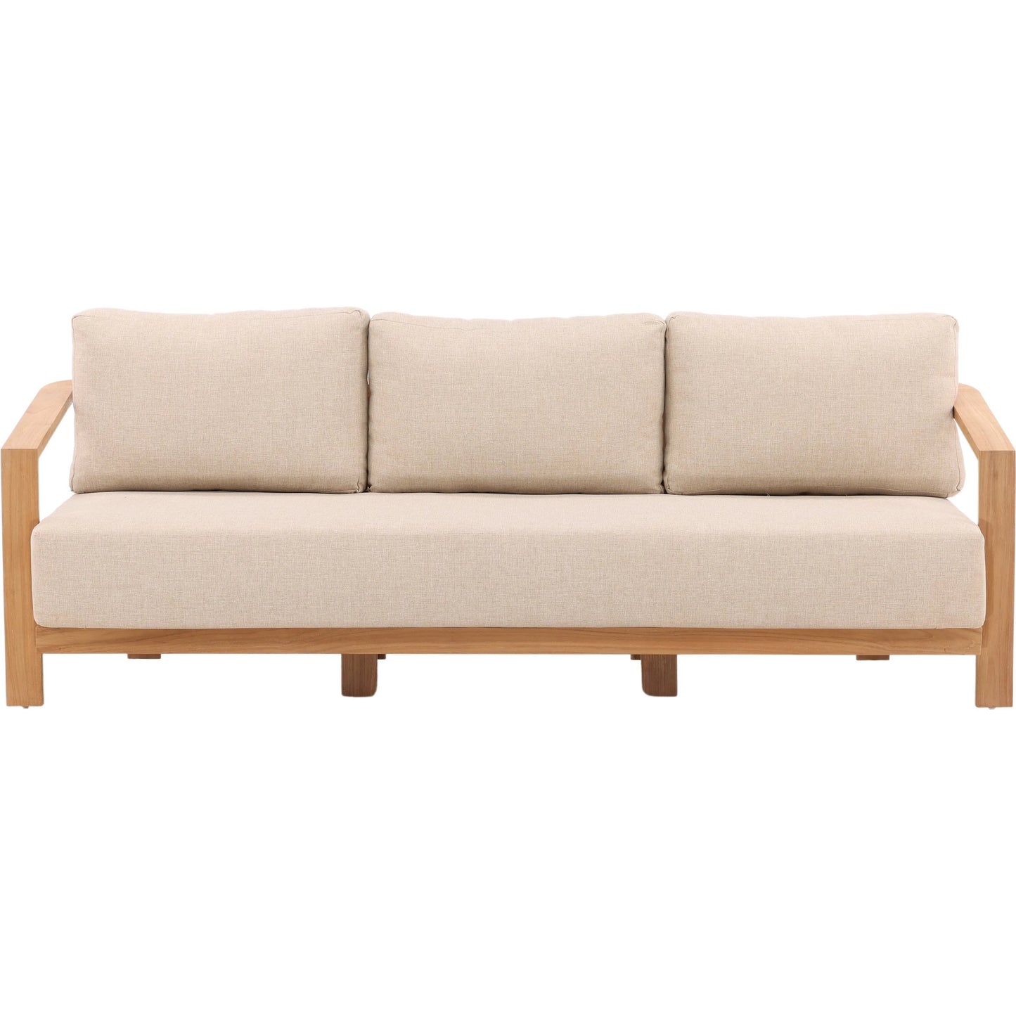 002 SI-2350988 | Additional Silo | Beth Outdoor Sofa by Arch & Plane in sand, natural. Made from outdoor heavy linen fabric, teak wood in a transitional style.