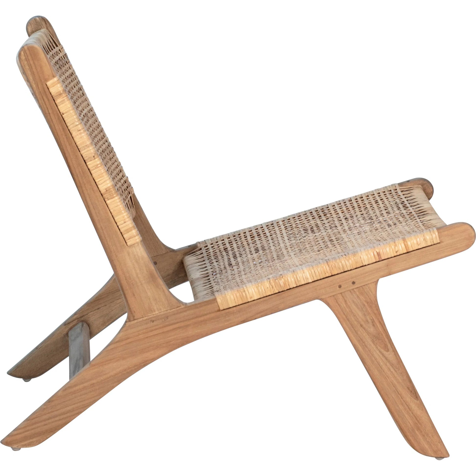 Wesley Teak and Rattan Lounge Chair by Arch & Plane in natural medium brown, light brown. Made from teak in a cottage & farmhouse style.