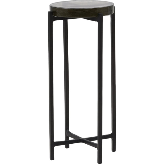 Nerida End Table by Arch & Plane in black. Made from aluminum, glass in a unique style.