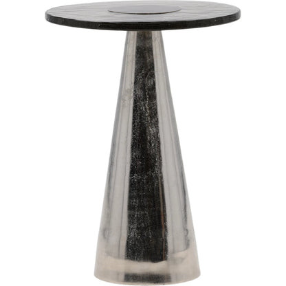 Rita End Table by Arch & Plane in silver. Made from aluminum, glass in a modern style.