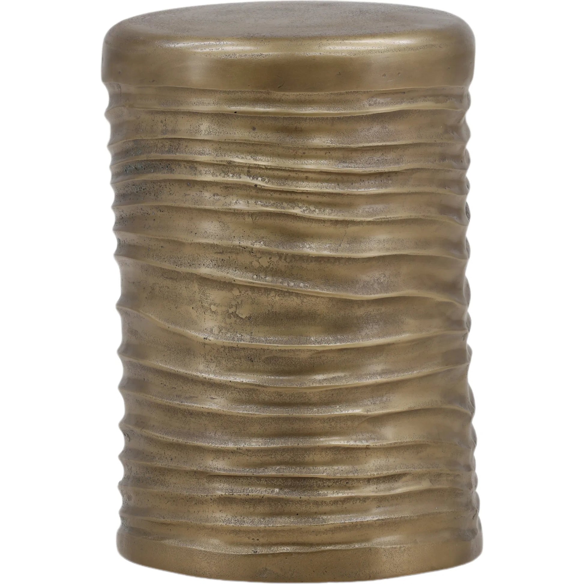 Debra End Table by Arch & Plane in antique brass. Made from aluminum in a modern style.