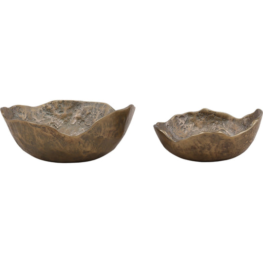 Damara Bowl (Set of 2) by Arch & Plane in antique brass. Made from aluminum in a unique style.