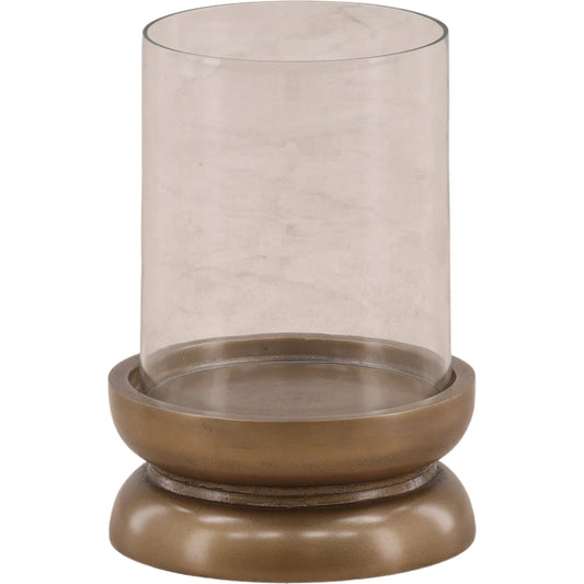 Fairmont Candle Holder by Arch & Plane in antique brass. Made from aluminum, glass in a unique style.