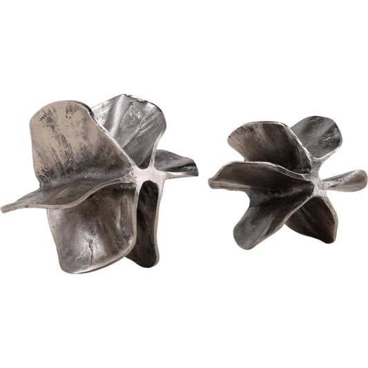 Melisandre Sculpture (Set of 2) by Arch & Plane in antique nickel. Made from aluminum in a unique style.