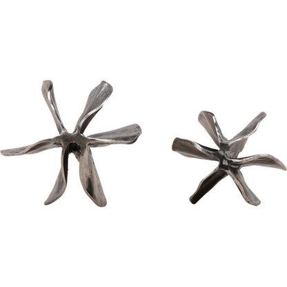 Nikki Sculpture (Set of 2) by Arch & Plane in antique nickel. Made from aluminum in a modern style.
