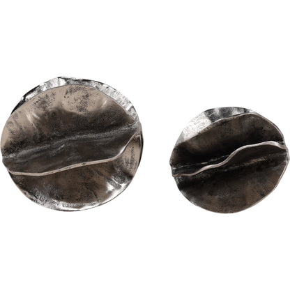 Nikki Sculpture (Set of 2) by Arch & Plane in antique nickel. Made from aluminum in a modern style.