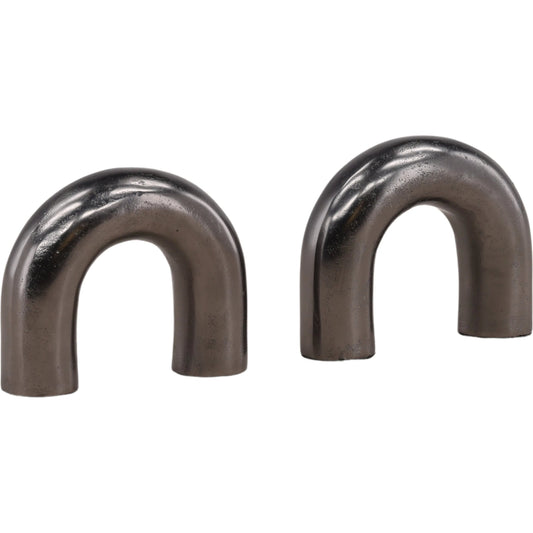 Nevra Bookends (Set of 2) by Arch & Plane in antique black. Made from aluminum in a unique style.