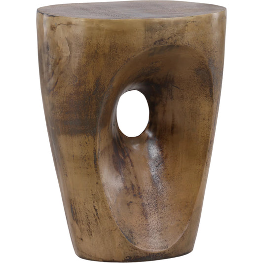 Valkyr Side Table by Arch & Plane in antique brass. Made from aluminum in a unique style.