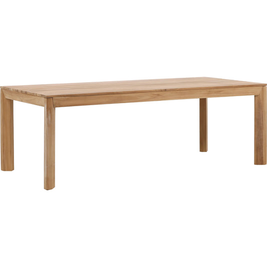 Brianna Outdoor Dining Table by Arch & Plane in natural. Made from teak wood in a unique style.