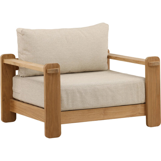 Merrill Outdoor Sofa Chair by Arch & Plane in fairfax taupe, natural. Made from olefin, teak wood in a unique style.