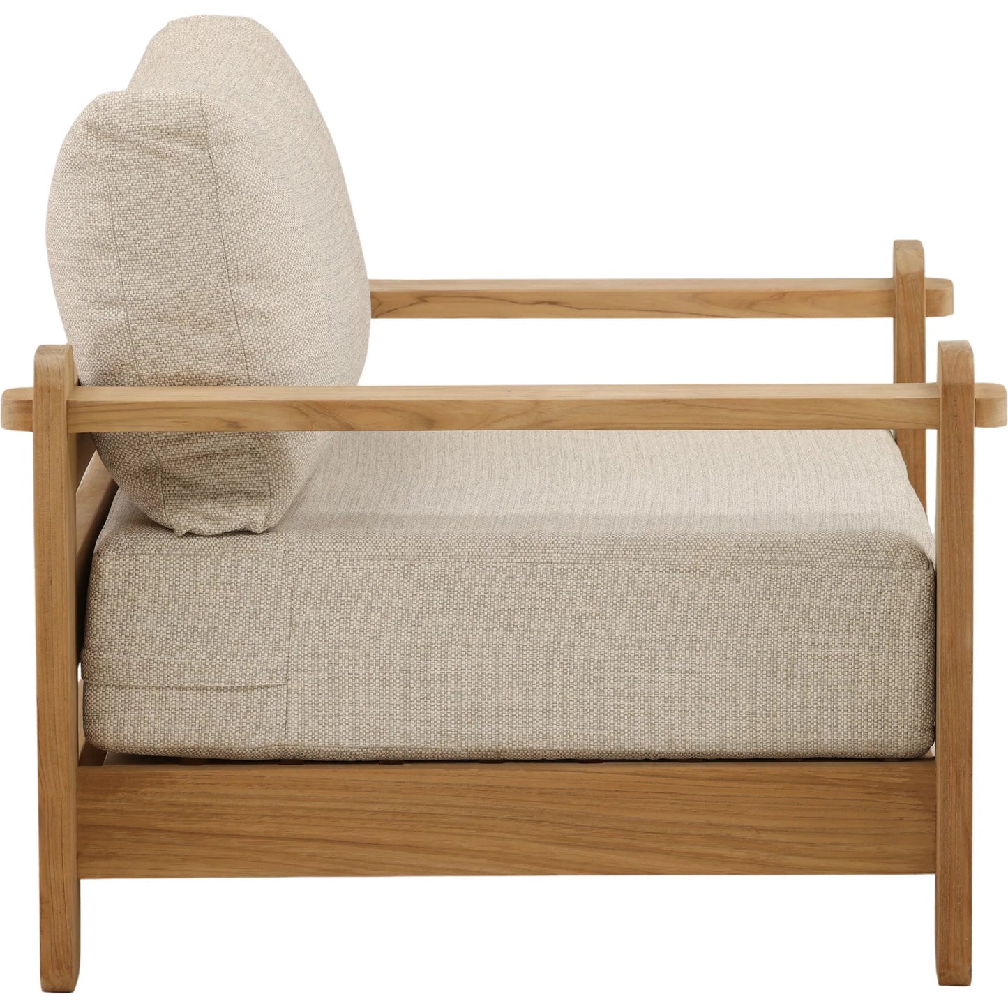003 SI-2533065 | Additional Silo | Merrill Outdoor Sofa Chair by Arch & Plane in fairfax taupe, natural. Made from olefin, teak wood in a unique style.