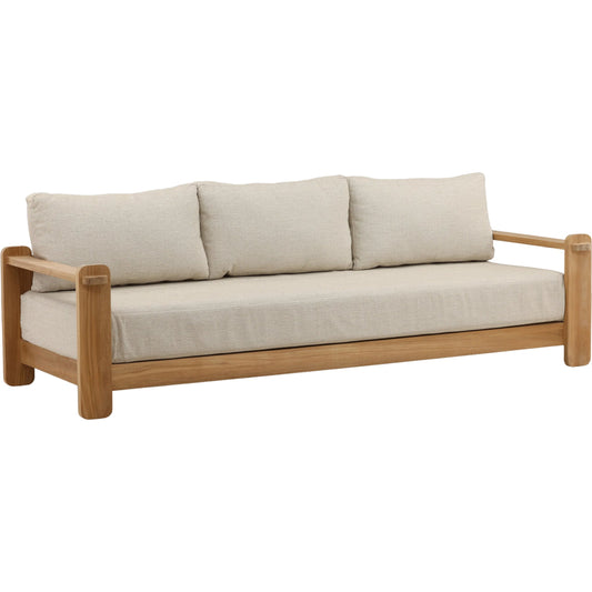 Merrill Outdoor Sofa by Arch & Plane in fairfax taupe, natural. Made from olefin, teak wood in a unique style.