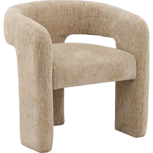 Quinley Dining Chair by Arch & Plane in aura sand. Made from chenille fabric in a unique style.