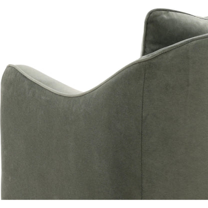 Tammie Occasional Chair Green by Arch & Plane in opal eucalyptus. Made from velvet fabric in a eclectic & global style.