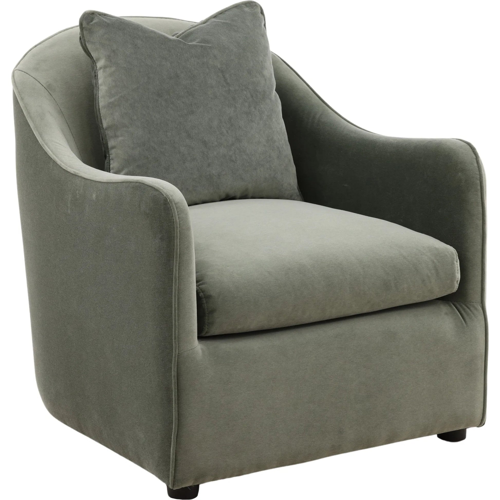 Tammie Occasional Chair Green by Arch & Plane in opal eucalyptus. Made from velvet fabric in a eclectic & global style.