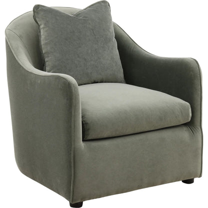 Tammie Occasional Chair Green by Arch & Plane in opal eucalyptus. Made from velvet fabric in a eclectic & global style.